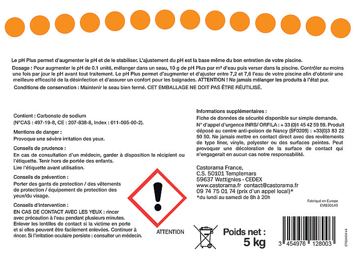 Traitement pour piscine PH Plus 5kg