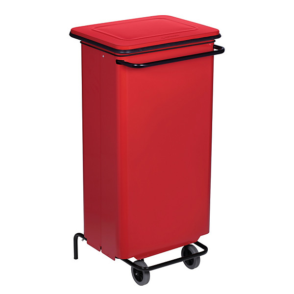 Conteneur mobile rouge à pédale avec prise frontale 110 litres