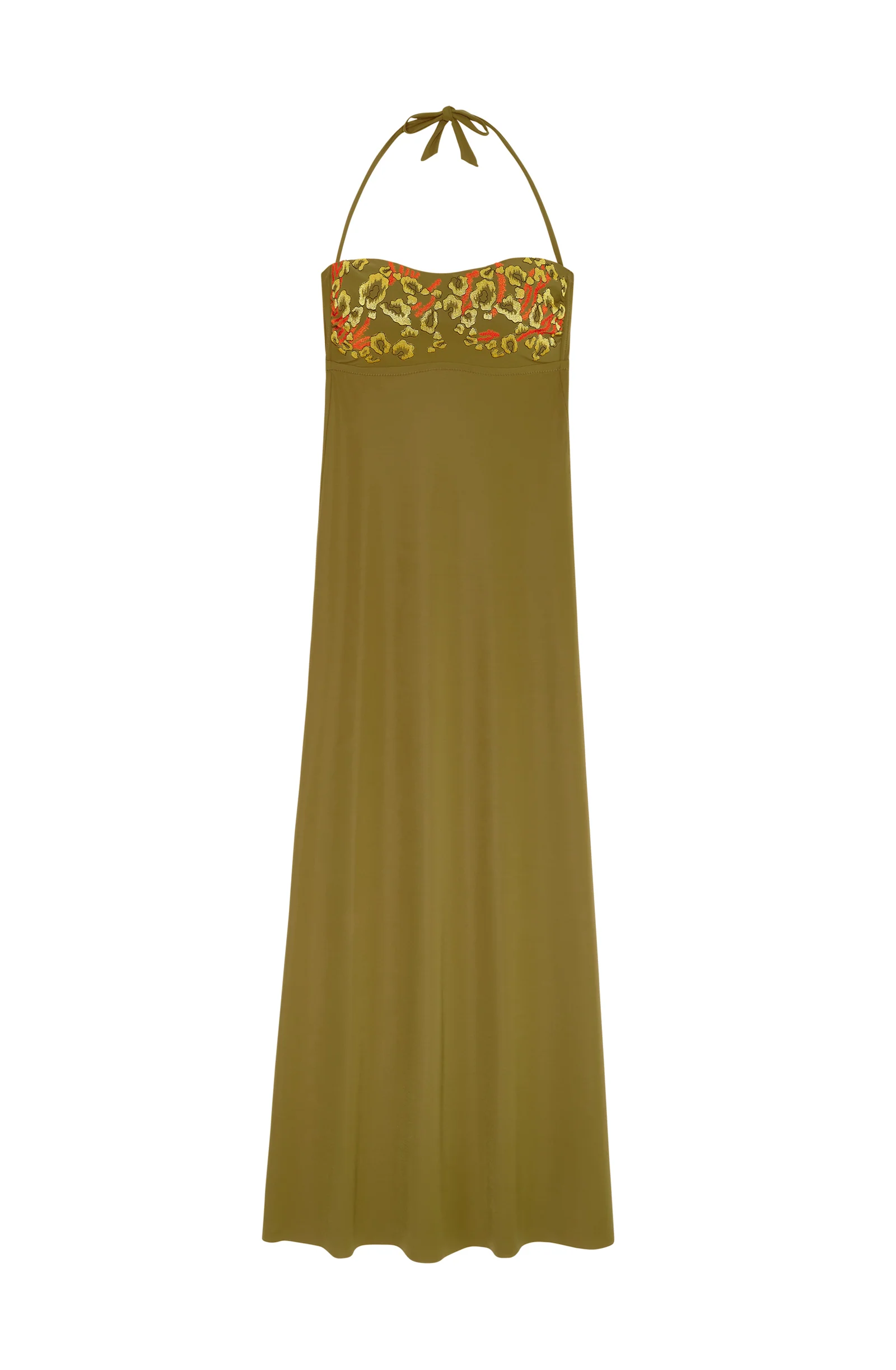 reine Robe longue bustier en voile extensible bronze Bronze