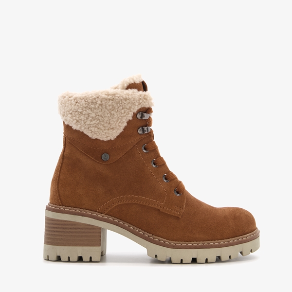Hush Puppies suède dames veterboots bruin
