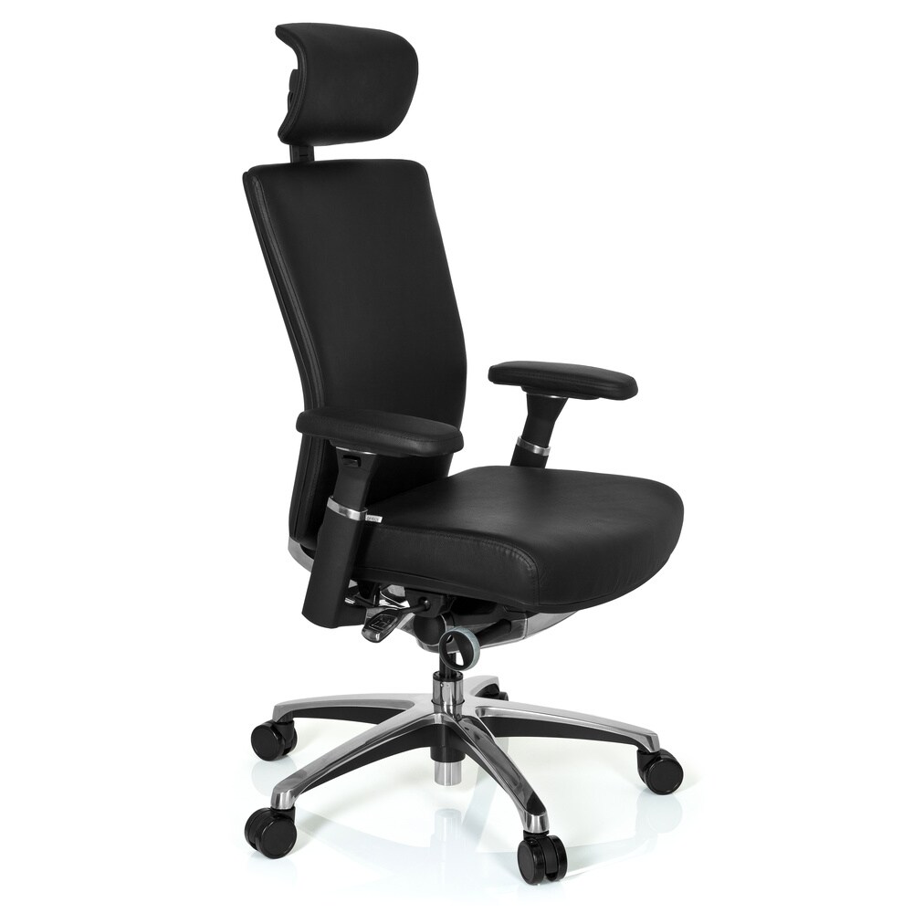 Profi Bürostuhl NOVA Leder mit Armlehnen (höhenverstellbar) hjh OFFICE