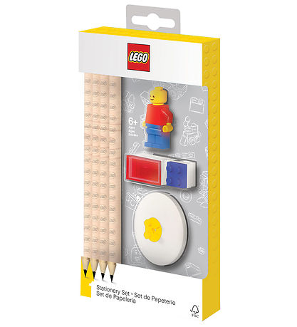LEGO® Schreibwaren-Bleistiftset - 8 Teile - Rot/Blau m. Minifigu