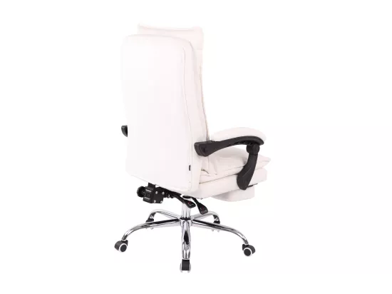 Chaise de bureau - Similicuir & Métal chromé - Blanc - Power
