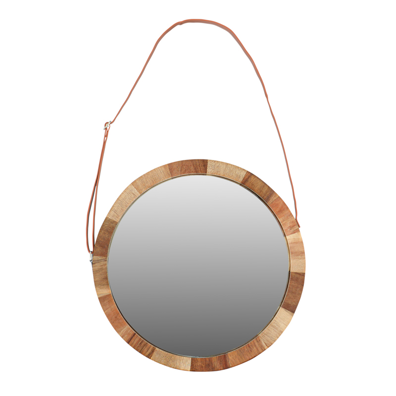 Miroir rond 'Cosy' en bois et en verre