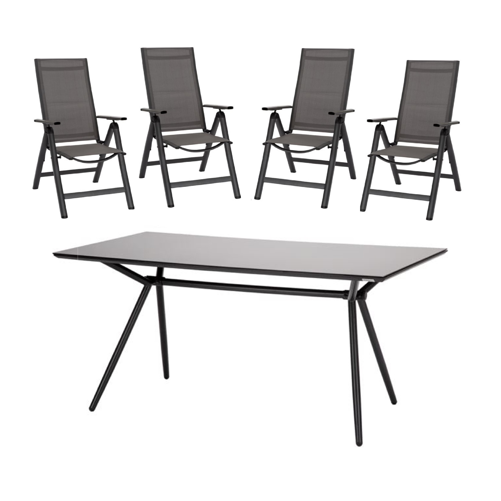 5-teiliges Gartenmöbel-Set - anthrazit - 160x80 cm