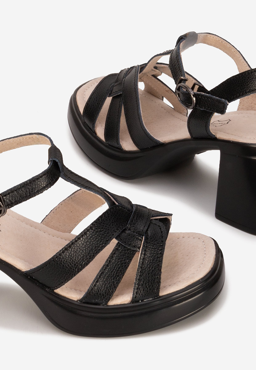 Sandales à talon épais noires Rafalya
