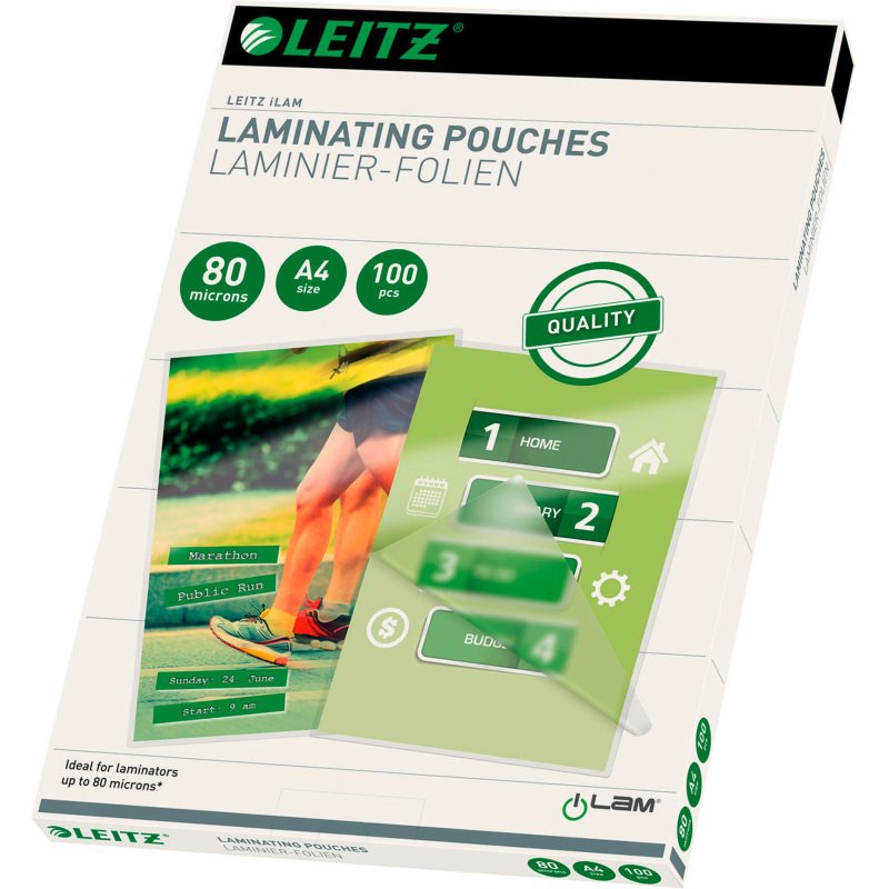 Pochettes de plastification Leitz A4 2 x 80 µ brillantes - Boite de 100