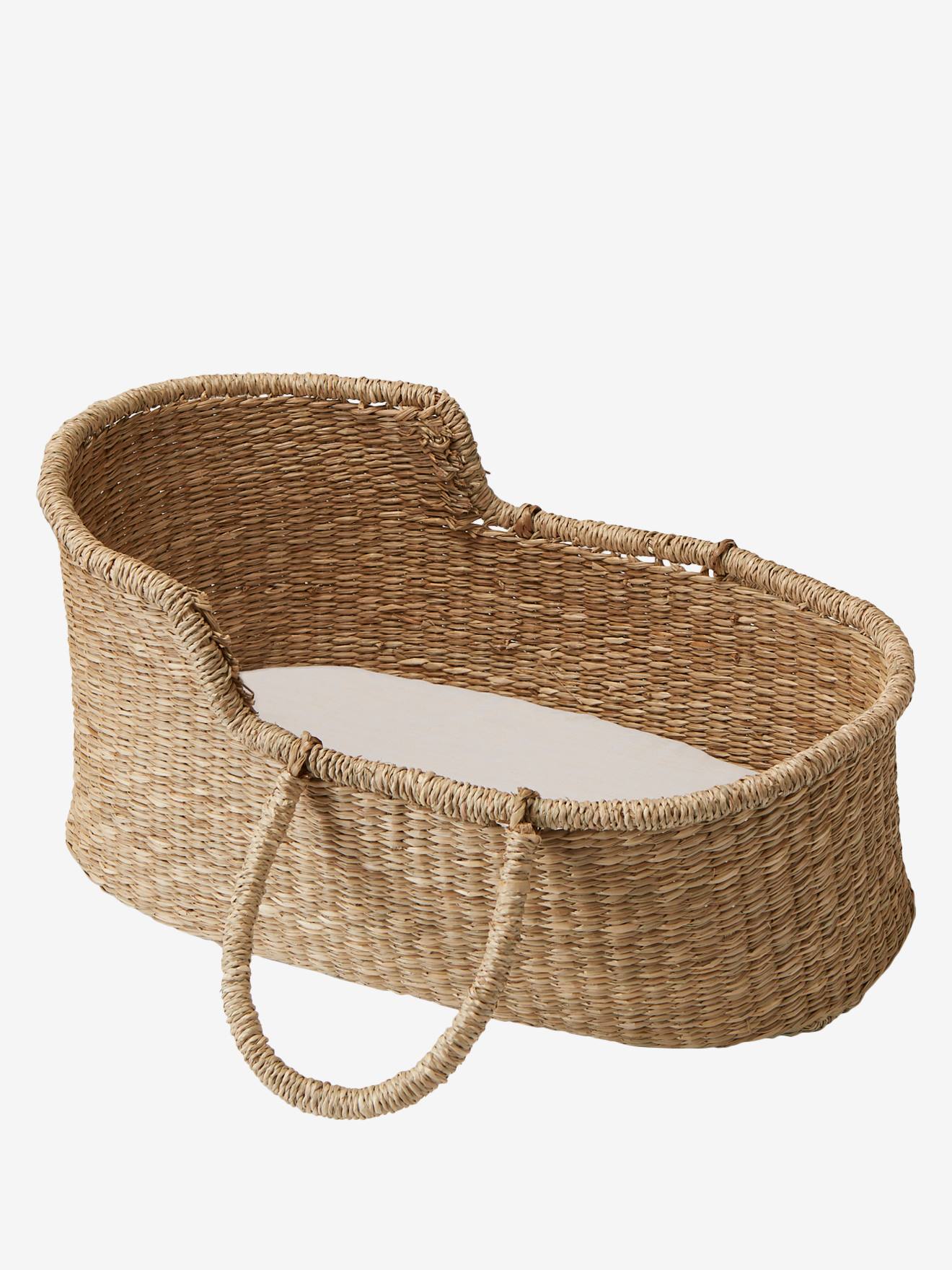 Cesta de boneca de vime branca