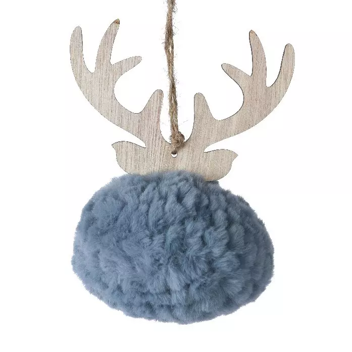 Renne à suspendre (H15 cm) Laine Bleu