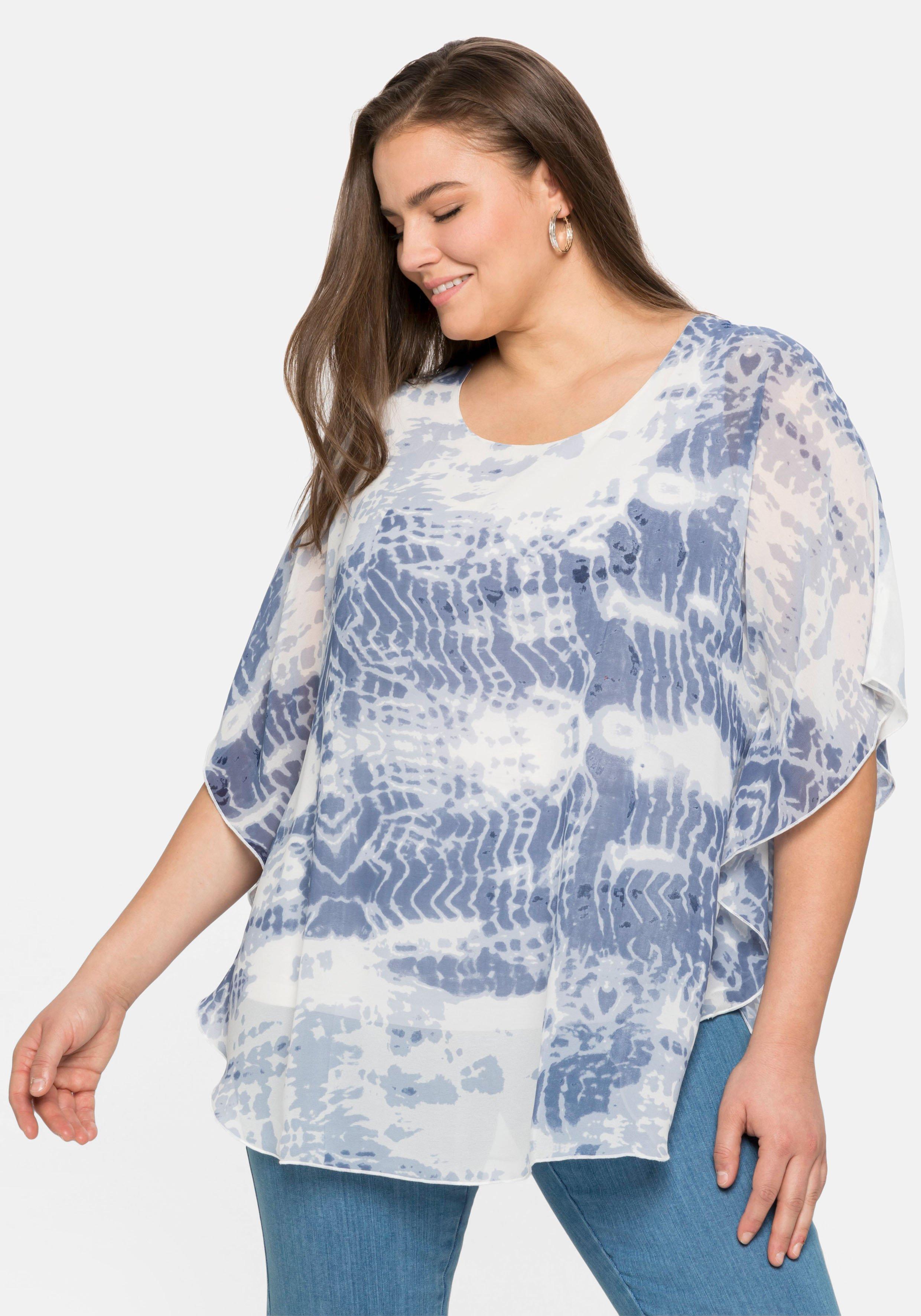Longtunika mit Batikprint und Fledermausärmeln