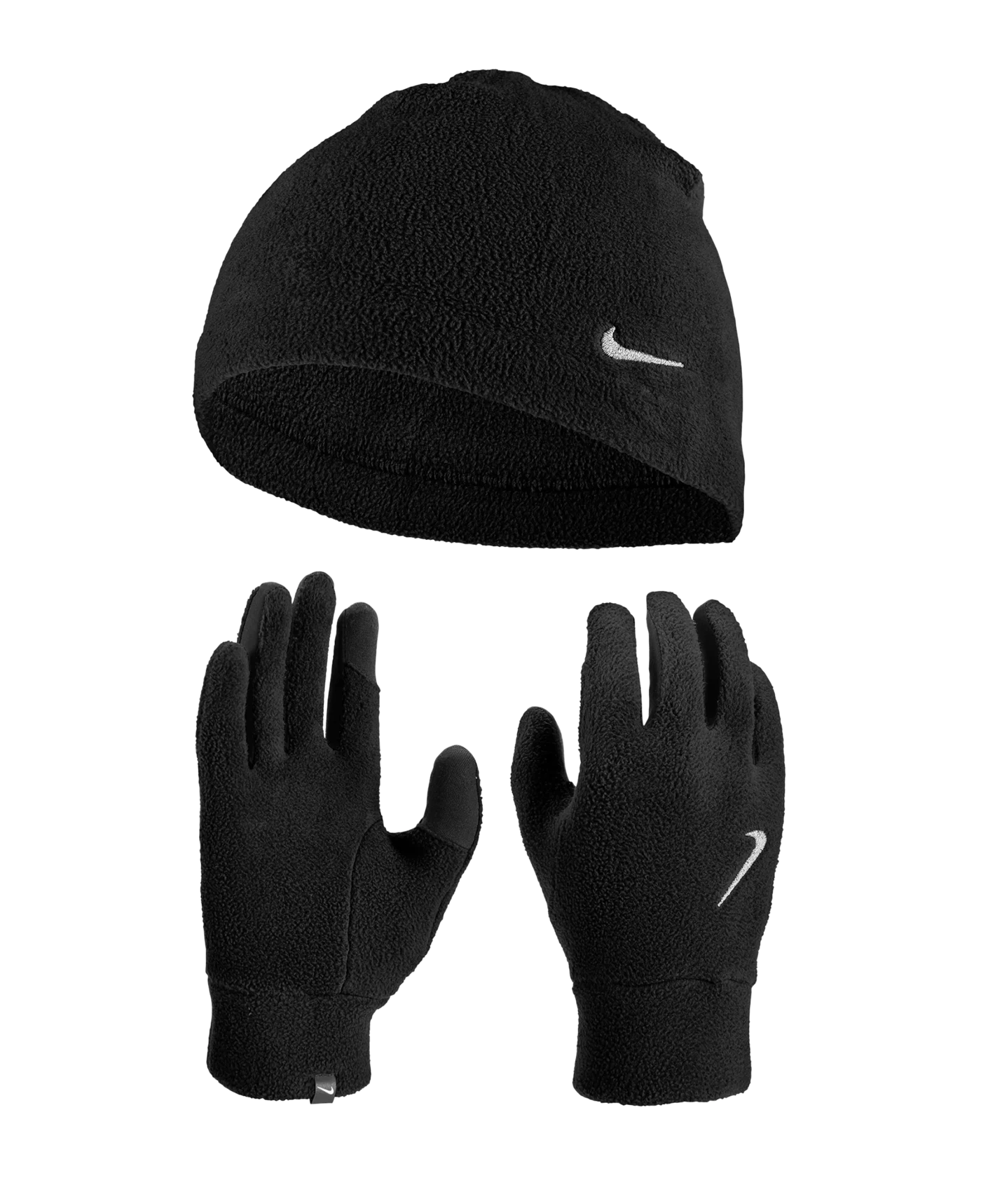 Nike Fleece Mütze Hanschuhe Set Schwarz F082