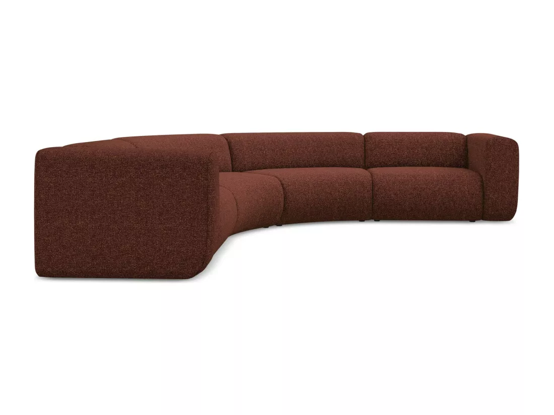 Canapé d'angle modulable en tissu texturé - bourgogne - EKAHI