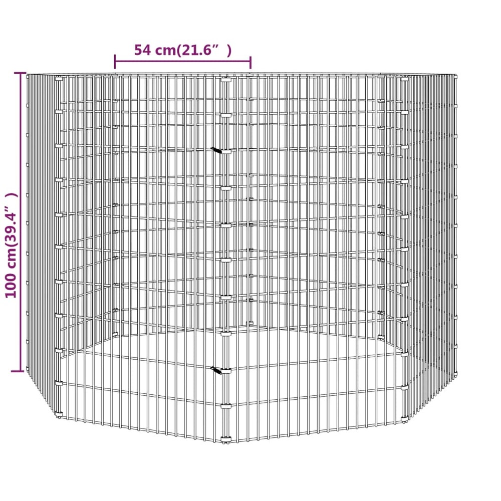 Cage à lapin 8 panneaux 54x100 cm fer galvanisé