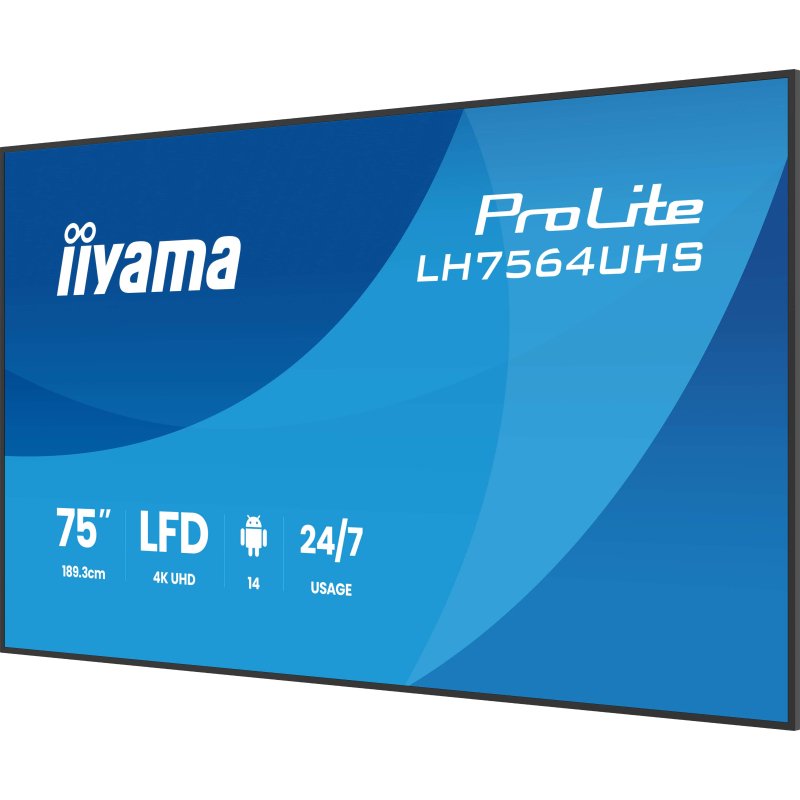 iiyama LH7564UHS-B1AG Écran d'affichage dynamique Écran plat de signalisation numérique 190,5 cm (75