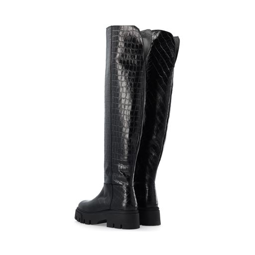 Bianco Kall Over Knee Støvler, Black Croco, 41