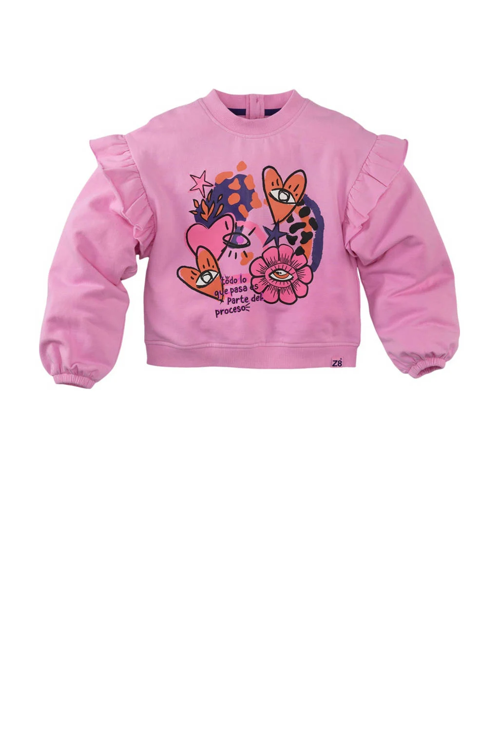 Z8 kids sweater Charelle met ruches roze