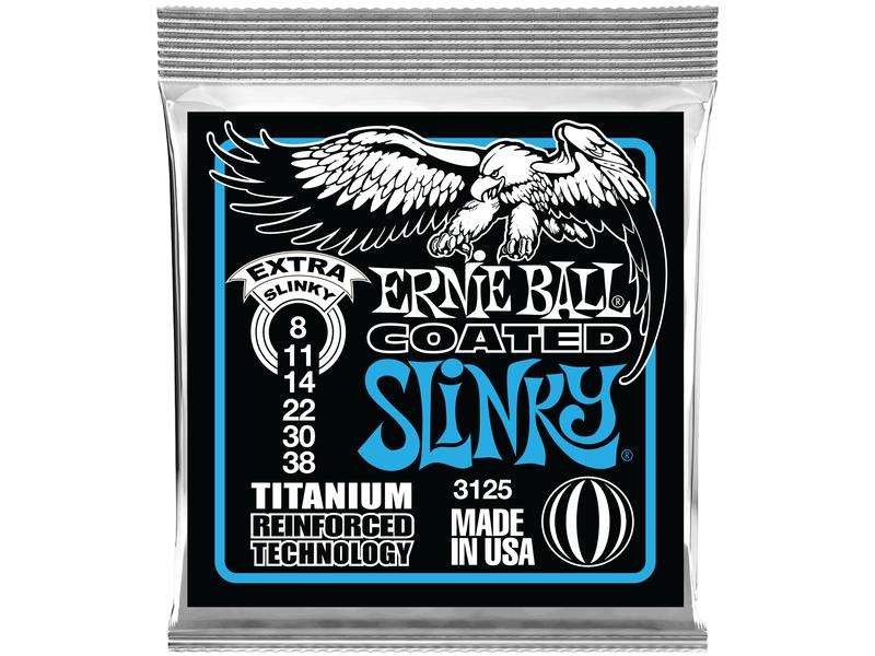 Ernie Ball Gitarrensaiten 3125 Slinky Coated Titanium – Ext Praktischer Saitensatz für Ihre E-Gitarre