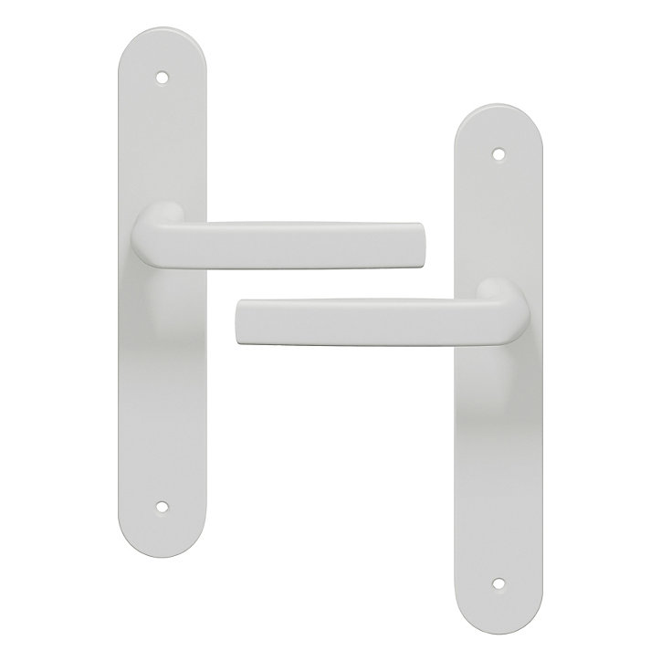 Ensemble poignée sur plaque Incurvé GoodHome Primel mat blanc L.126mm x l.40mm entraxe 195mm