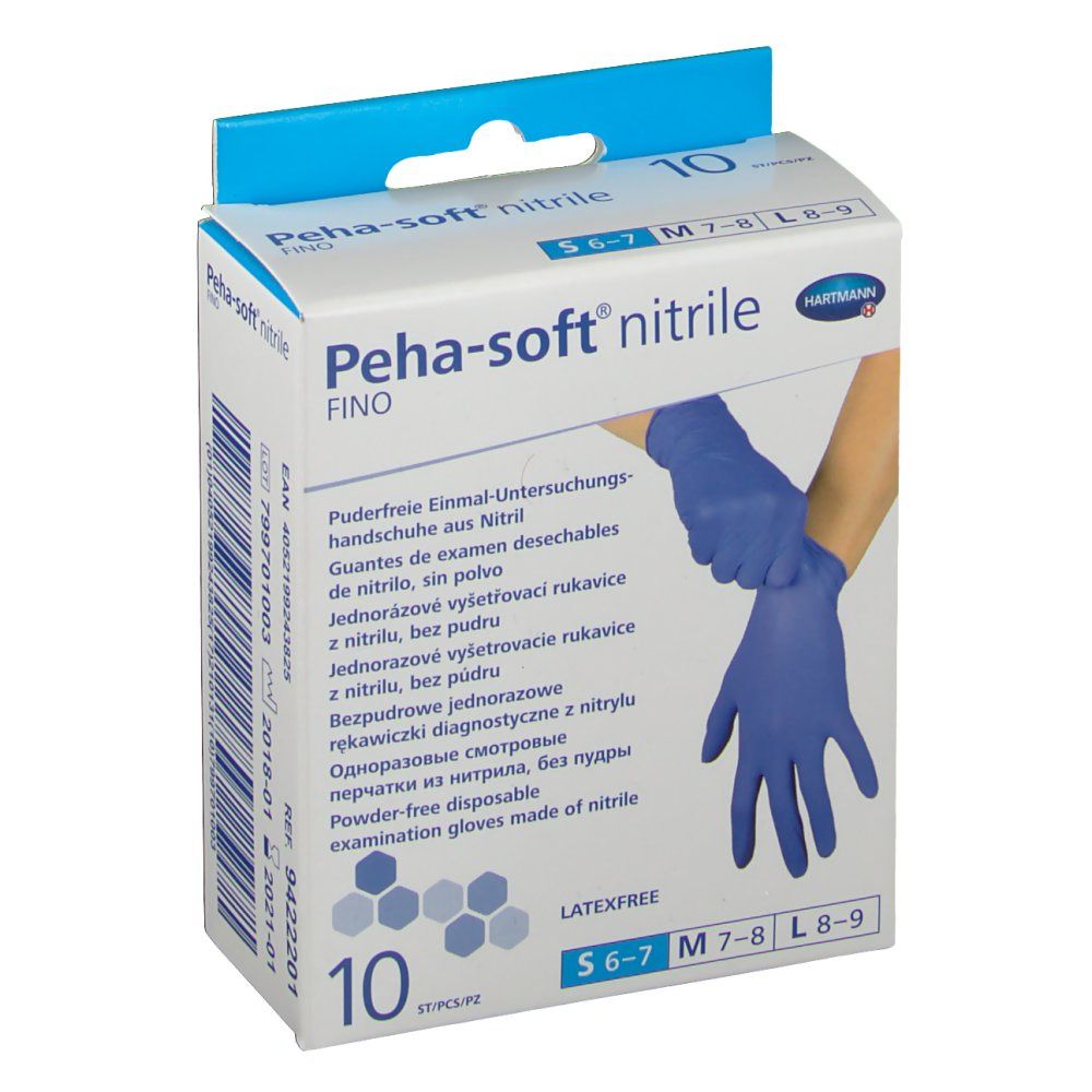 Peha-soft® nitrile fino puderfrei unsteril Untersuchungshandschuhe Gr. S 6 - 7