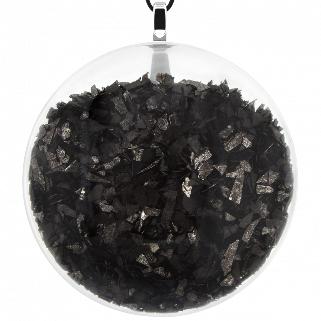 Pendentif en verre soufflé - Galet Giga Paillettes
