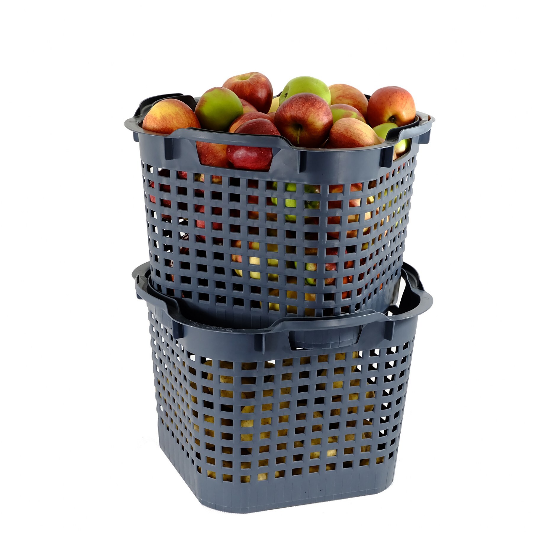 GreenLife Uni-Korb 25 kg, 3 Stück, drehstapelbar, grau