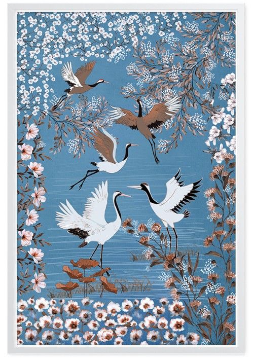 Schilderij Sakura Cranes OAF-030 Original Art B90 x H140 cm