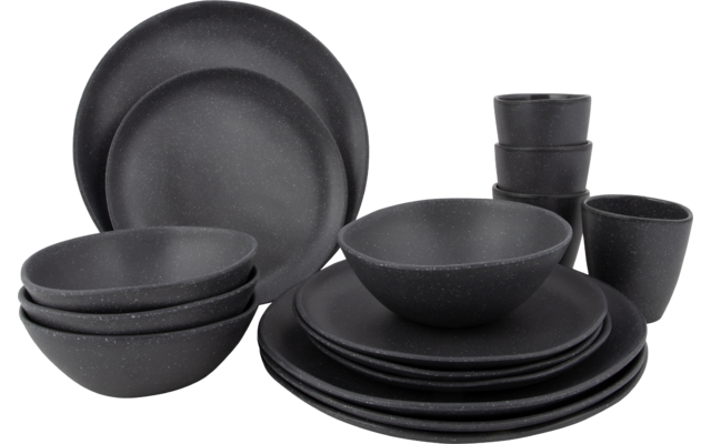 Bo-Camp Urban Outdoor Collection Hoxton Geschirrset Melamin 16 teilig für 4 Personen grau