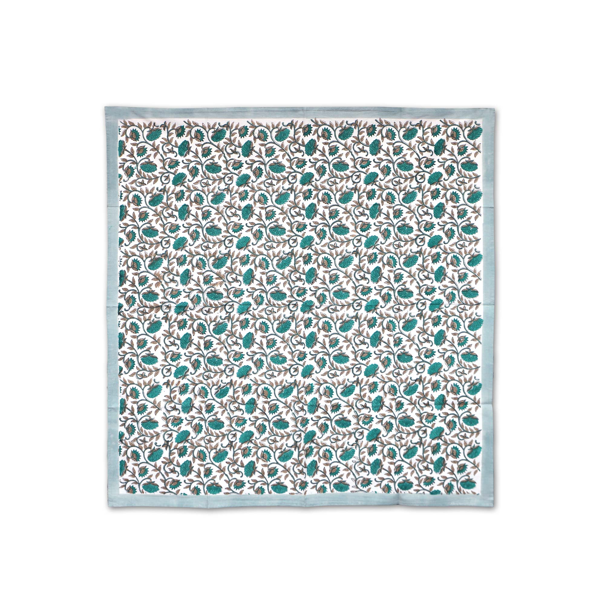 Tischdecke mit Blumenmuster, weiß, grün-grau, L 100 cm, B 100 cm von fischer's lagerhaus
