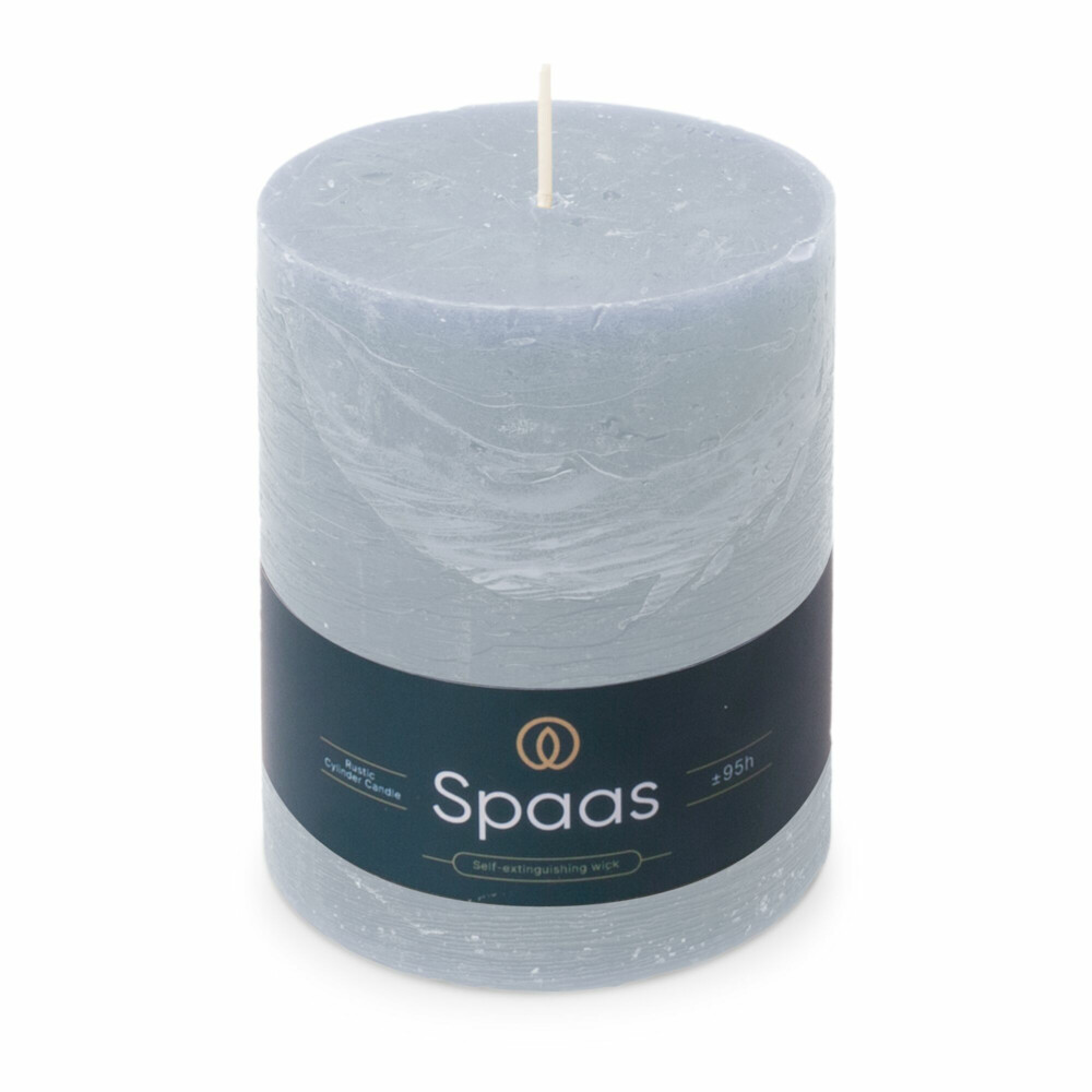 SPAAS Rustieke Pillarkaars ± 95 branduren Lichtblauw