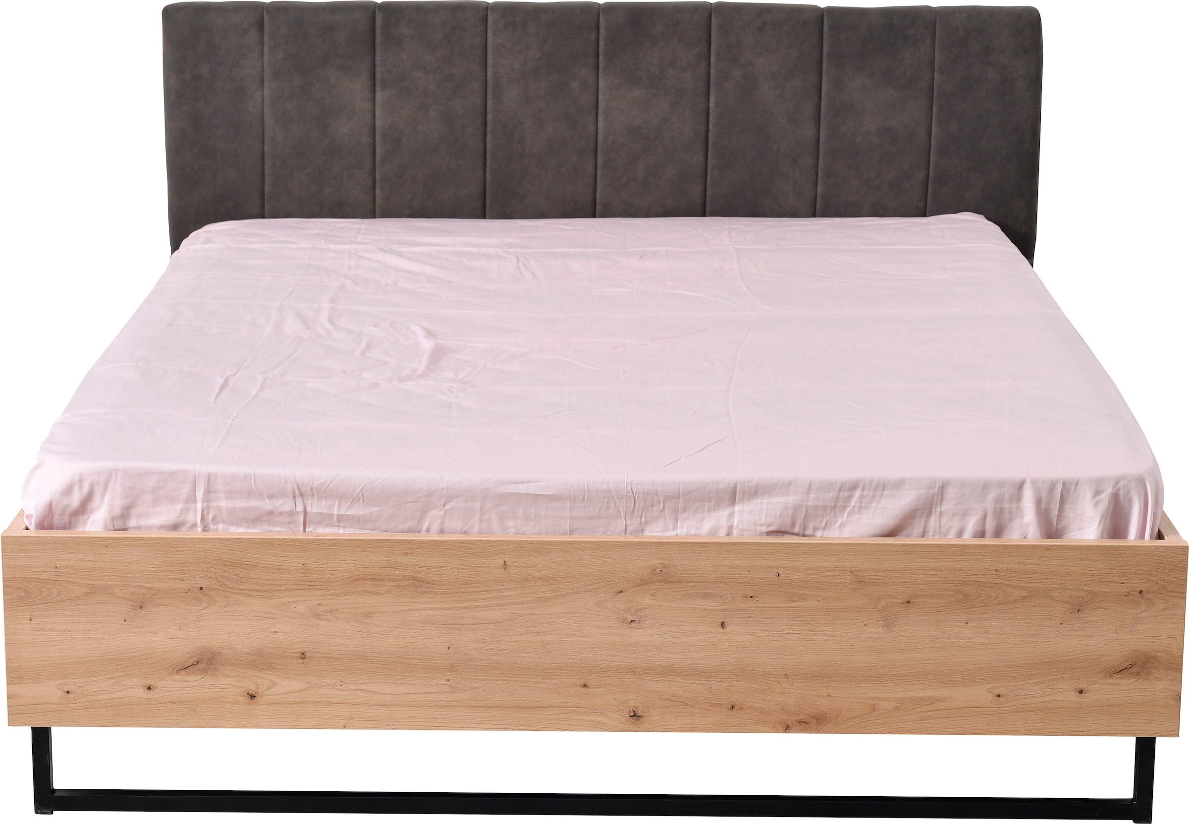 INOSIGN Bettgestell »Sardinia, FSC-zertifizierter Holzwerkstoff« mit gepolstertem Kopfteil, Metallfuss in Kufenform, 160 oder 180x200cm