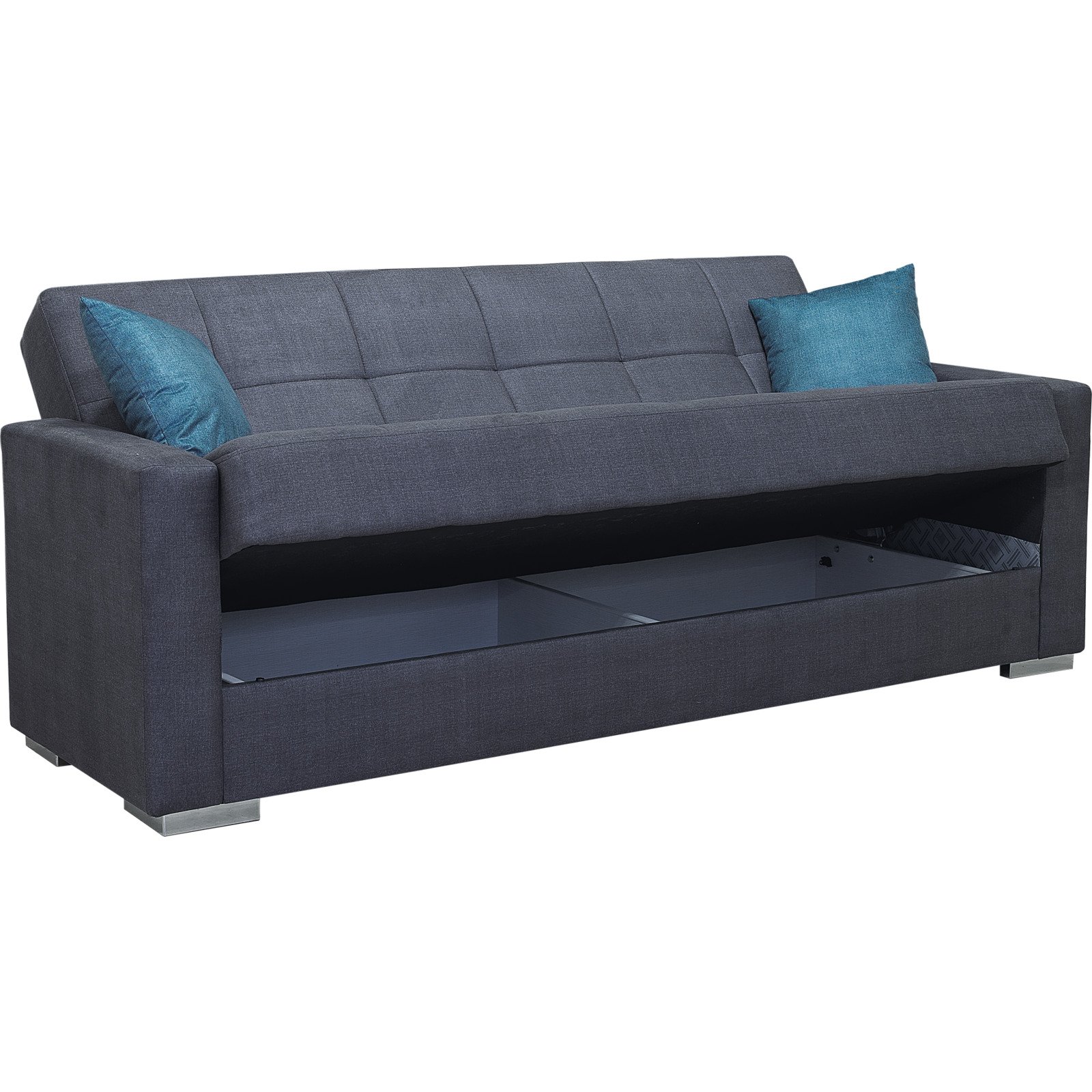 Bettsofa Galeras Stoff grau, Bettkasten