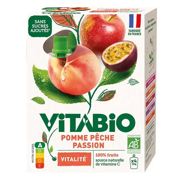 Sachês Vitabio de Maçã, Pêssego e Maracujá - VITALITY - ORGÂNICO - 4x100g