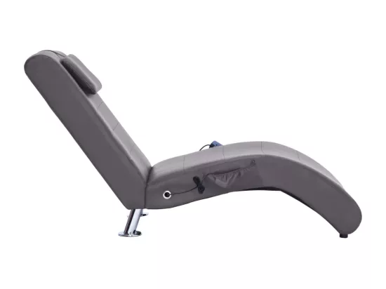 Prolenta Premium - Chaise longue de massage avec oreiller gris similicuir