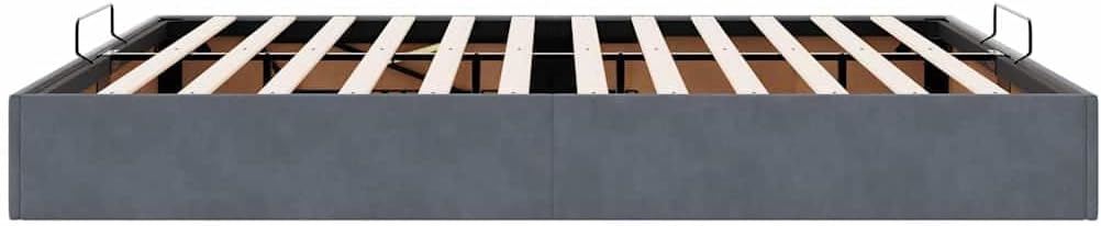 ACAGALA Polsterbett mit Bettkasten 200x200 cm, Doppelbett mit Stauraum, Bettgestell mit Lattenrost, Bettrahmen ohne Matratze, Boxspringbett für Schlafzimmer, Gästezimmer, Samt, Dunkelgrau