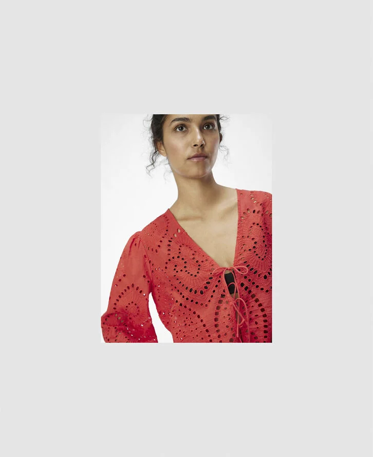 Object OBJTUGI L/S TIE TOP E DIV Flame scarlet