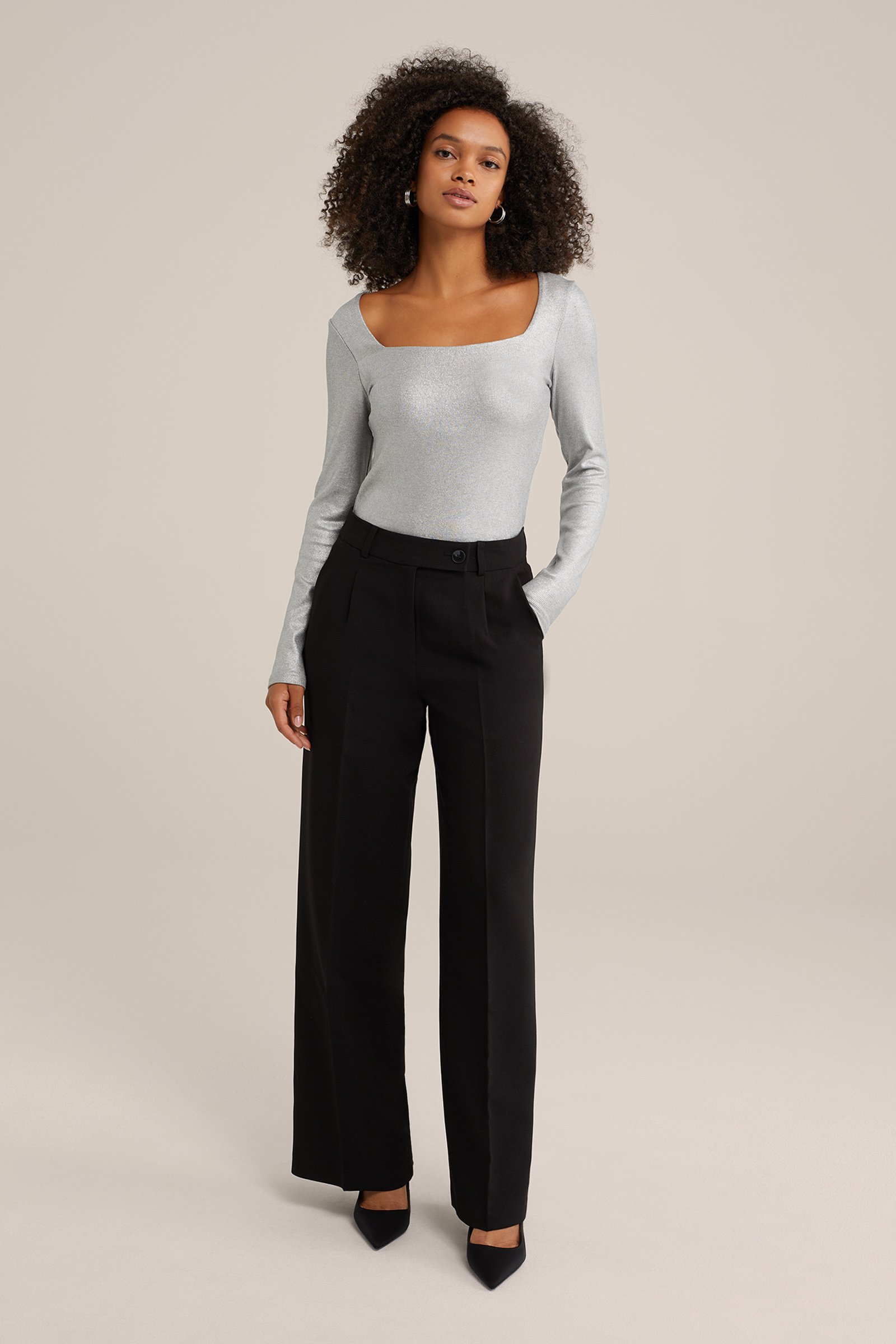 metallic top WE Fashion Zilver