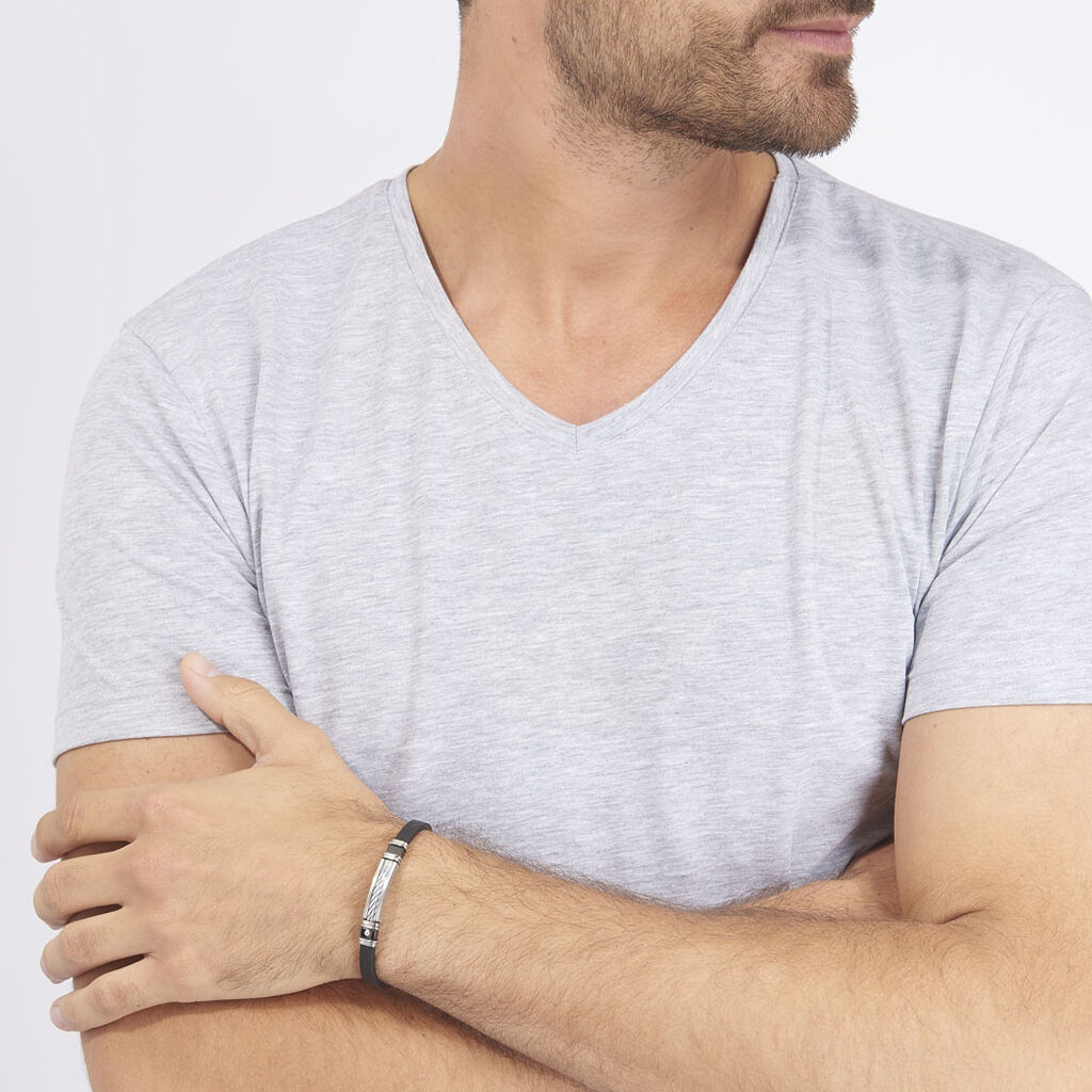 Bracelet Eric Acier Blanc Pierre De Synthese