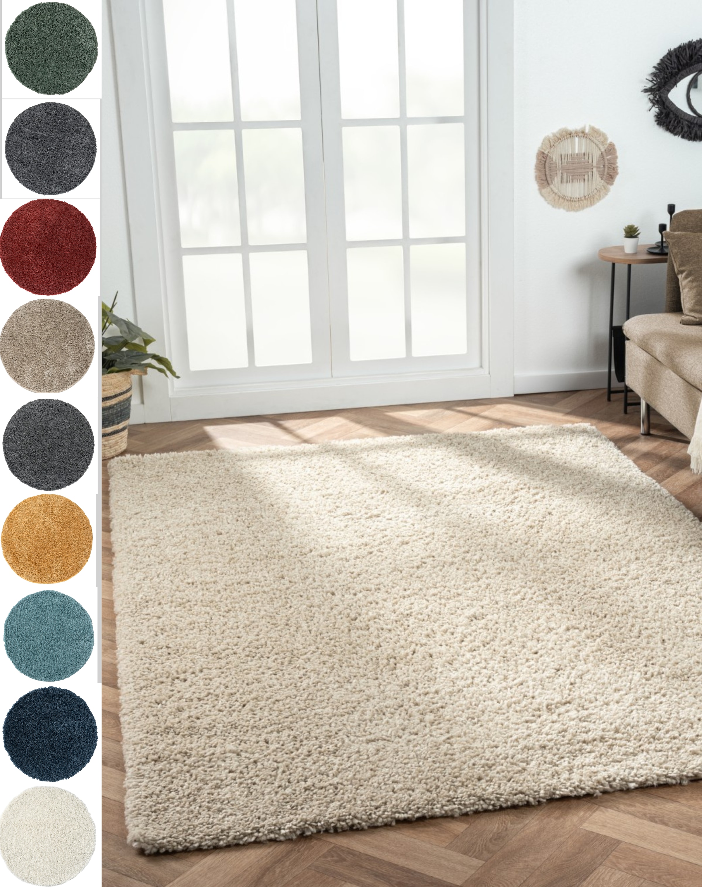 Myflair Möbel & Accessoires Hochflor-Teppich »My Shaggy« rechteckig 37 mm Höhe Shaggy, Uni-Farben, leicht glänzend, Microfaser, extra flauschig