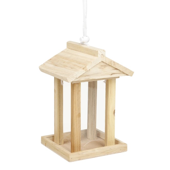 Vogelfutterhaus aus Holz - ca. 14,5 x 14,5 x 22 cm
