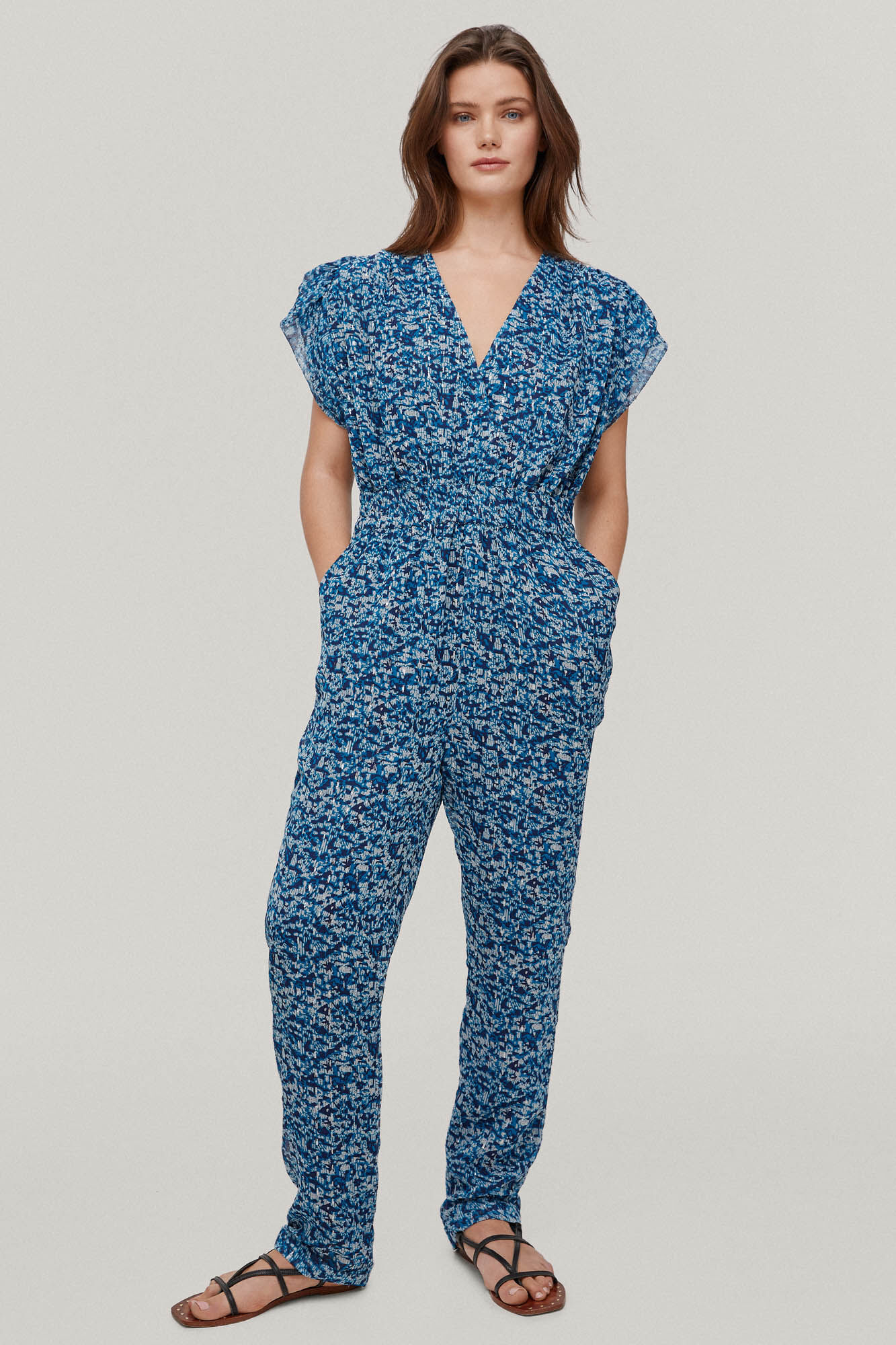 Macacão com estampa Lurex - Turquesa