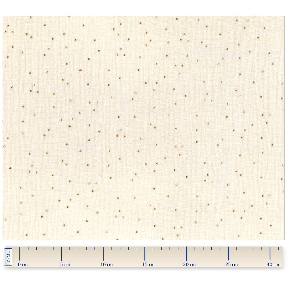 Tissu Gaze Pois Or Écru