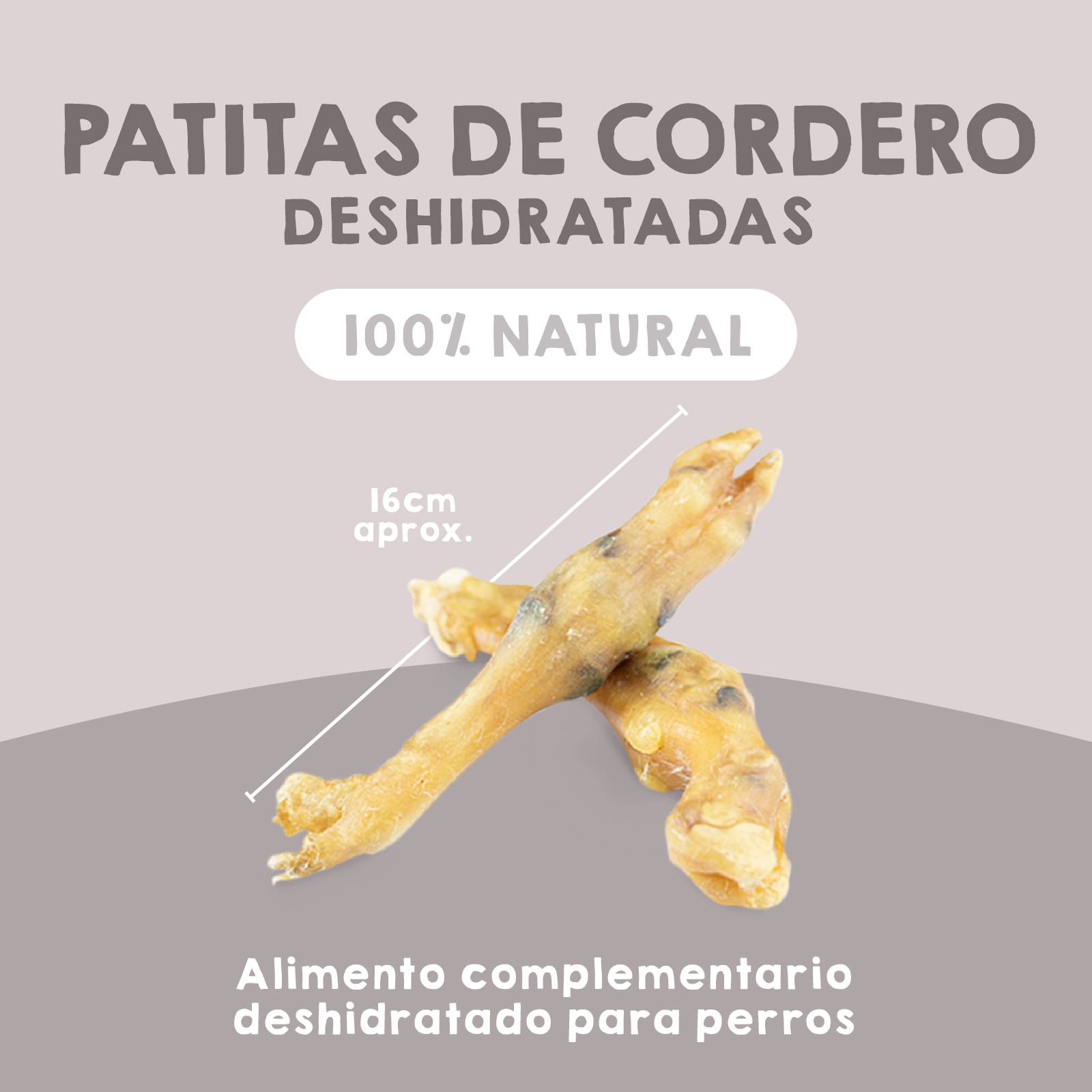 Pés de cordeiro desidratados. Petiscos 100% naturais para cães. MAIKAI PETS. 2 unidades.