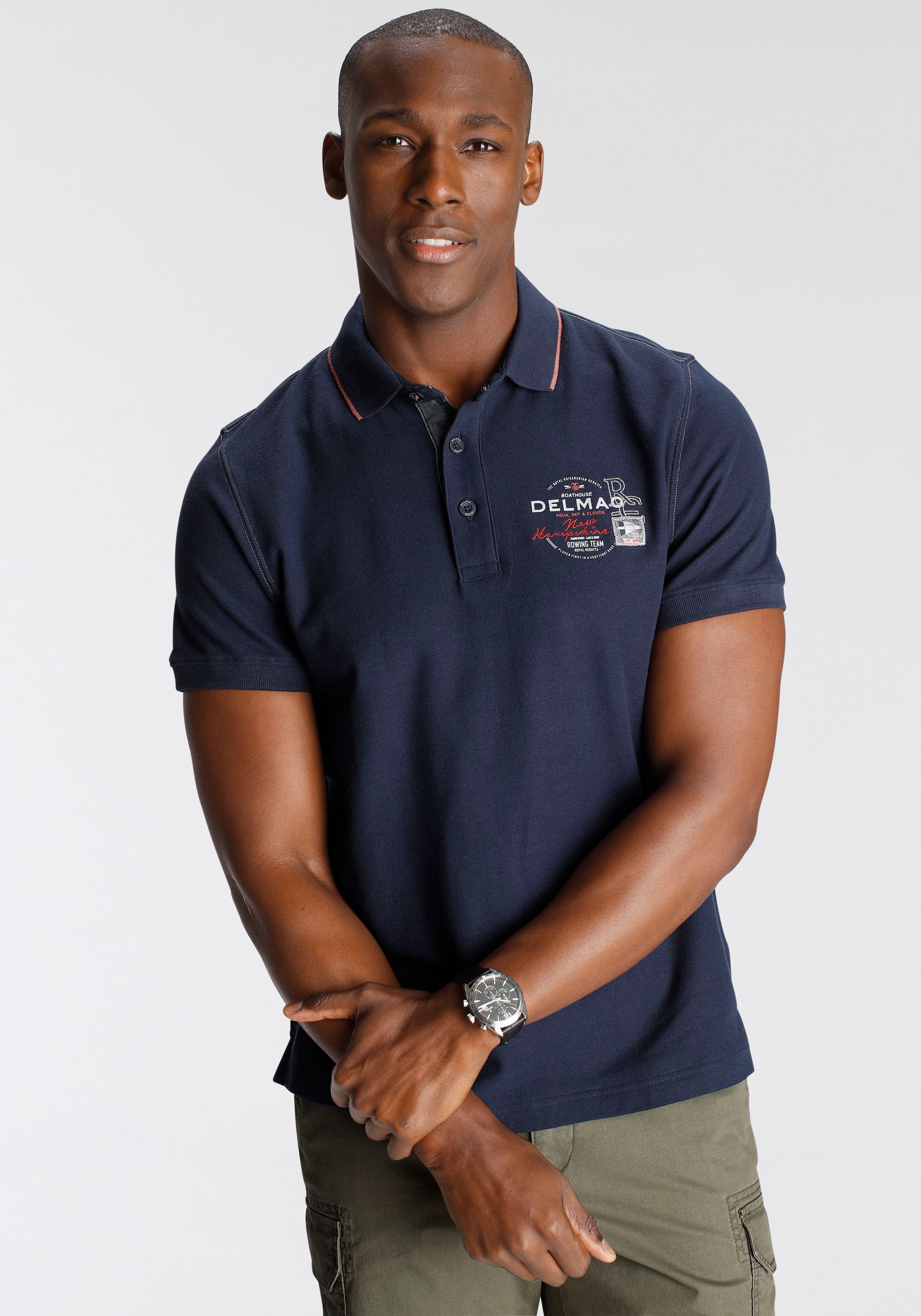 DELMAO Poloshirt , Kurzarm,  mit Rippbündchen,  Polokragen