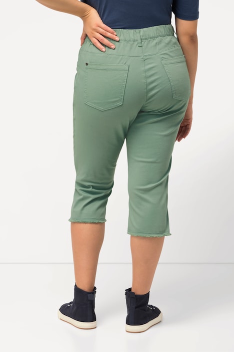 Caprihose Sienna, Fransensaum, schmales Bein, Stretch