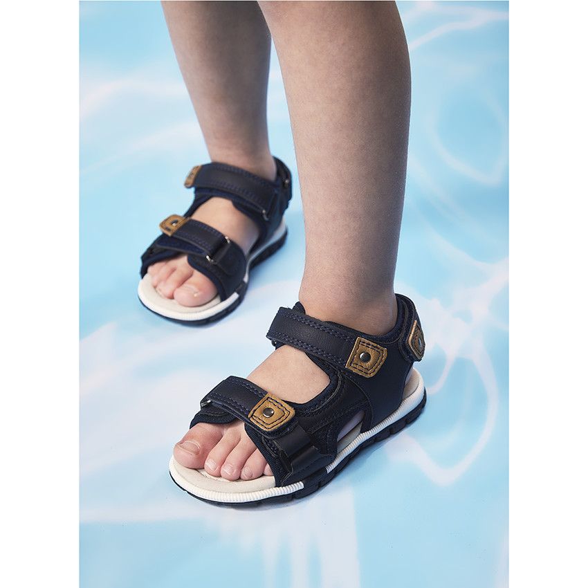 Nu-pieds à scratchs pour garçon - Bleu marine