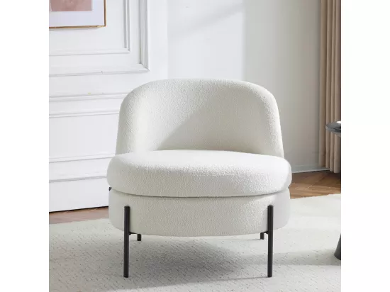 Fauteuil en tissu bouclé beige - Vianney