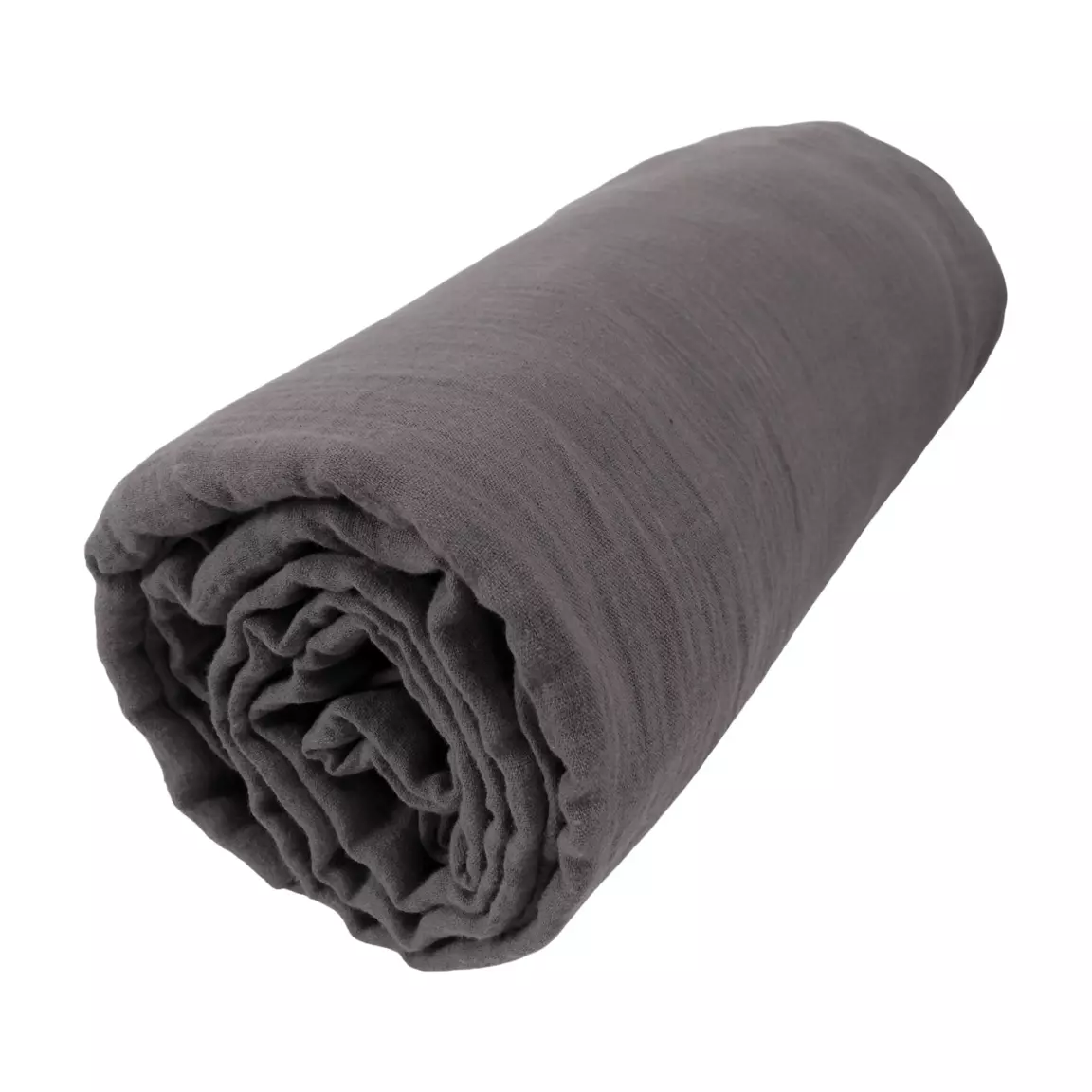 Drap housse gaze de coton (90 x 190 cm) Gaïa Gris granit