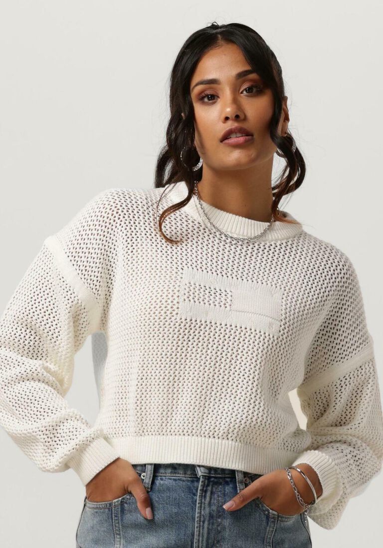 TOMMY JEANS witte tommy jeans trui tjw open stitch flag sweater