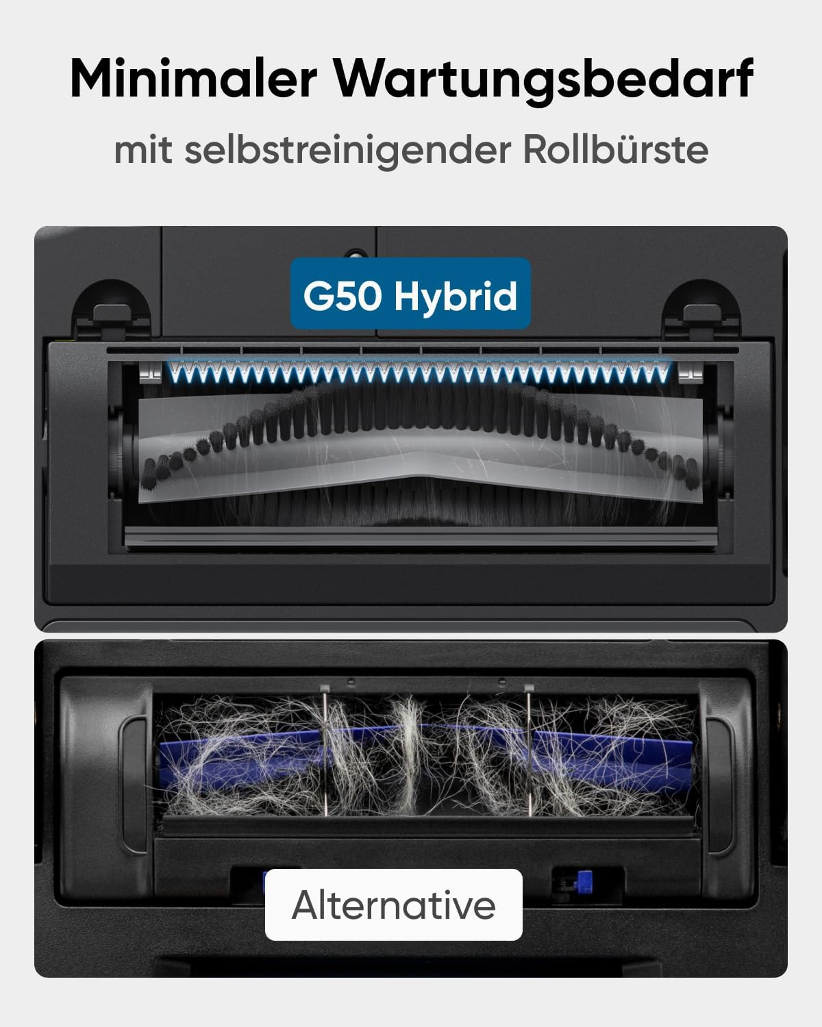 eufy G50 Hybrid Saugroboter mit Wischfunktion & 4.000Pa Starker Saugkraft, Dynamische Navigation, Pro-Entwirrkamm, Wischpad für Leichte Oberflächenreinigung, Ideal für Tierhaare & Hartböden