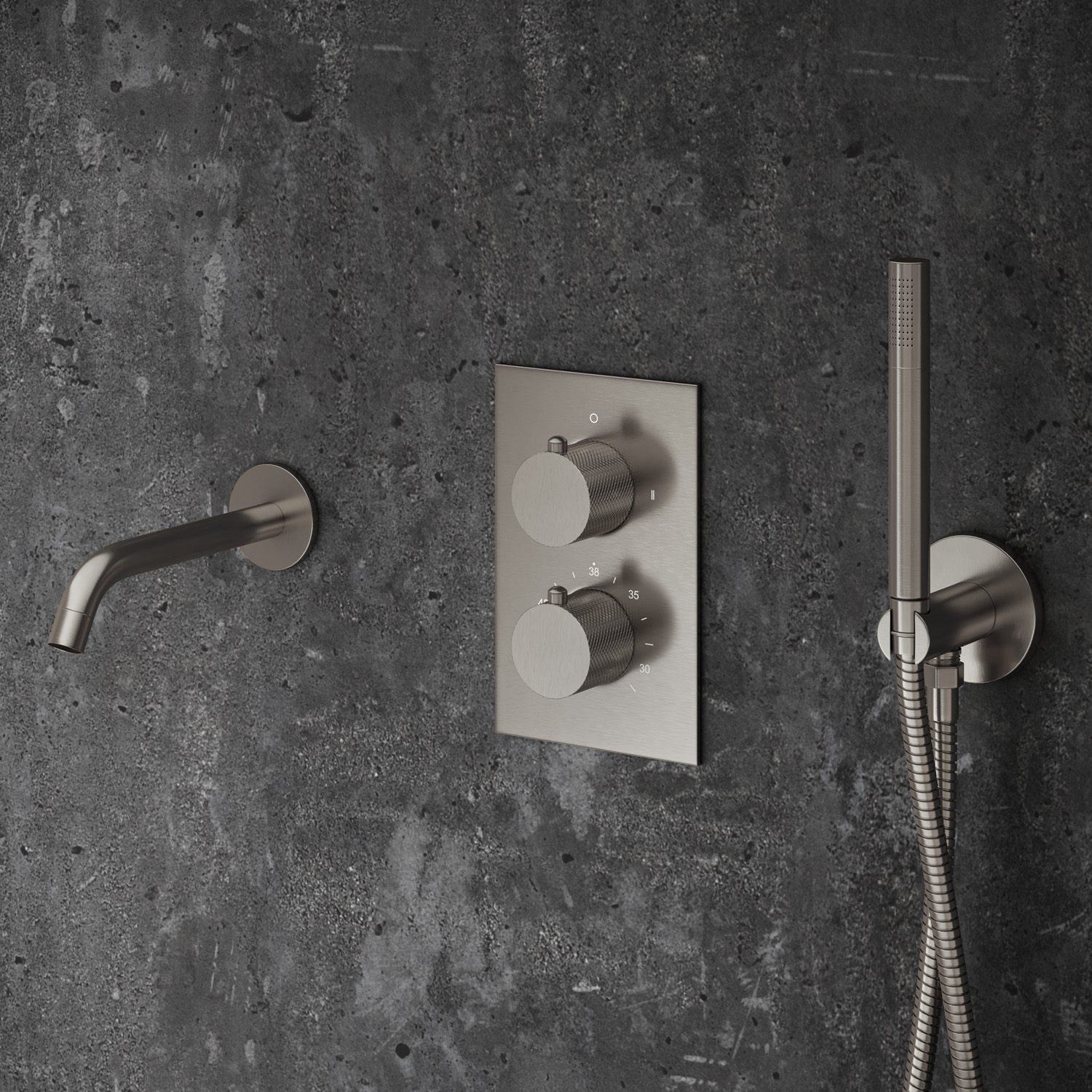 Saniclear Exclusive Curved inbouw thermostaat met inbouwdeel RVS
